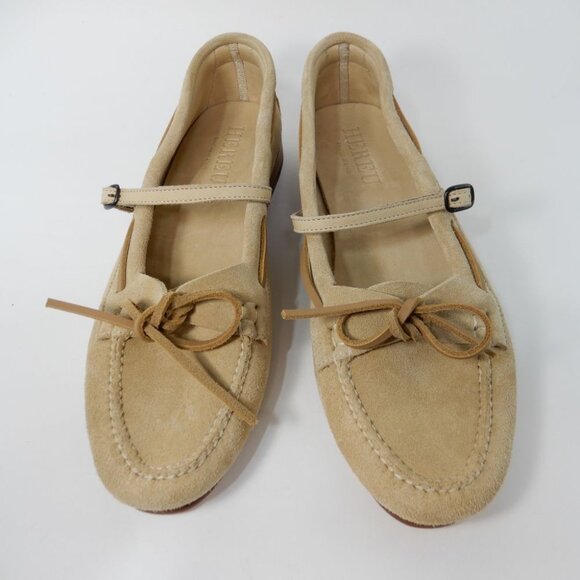 HEREU Lorea Moc Toe Lorea Mary Jane Loafers Size 10.5 41 Beige Suede NEW $470 - Picture 5 of 12